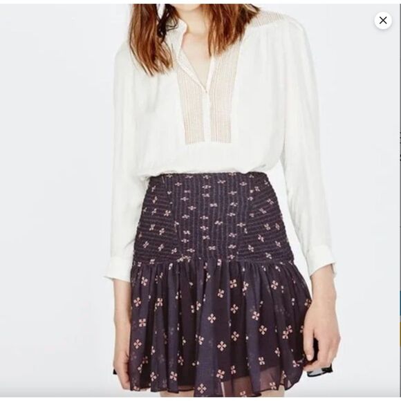 Maje Jouet Printed Chiffon Skirt In Imprime Geometric Ruched Size 1 (S) - Picture 1 of 9